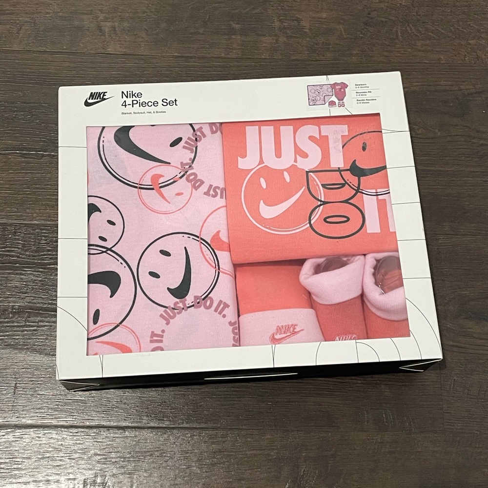 Nike Pink/Coral Baby 4-Piece Bodysuit Set